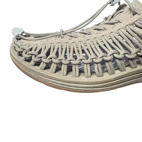 Keen Uneek Sandals Mens US 10 Gray Suede Walking Hiking Woven Bungee White Logo - Picture 7 of 16